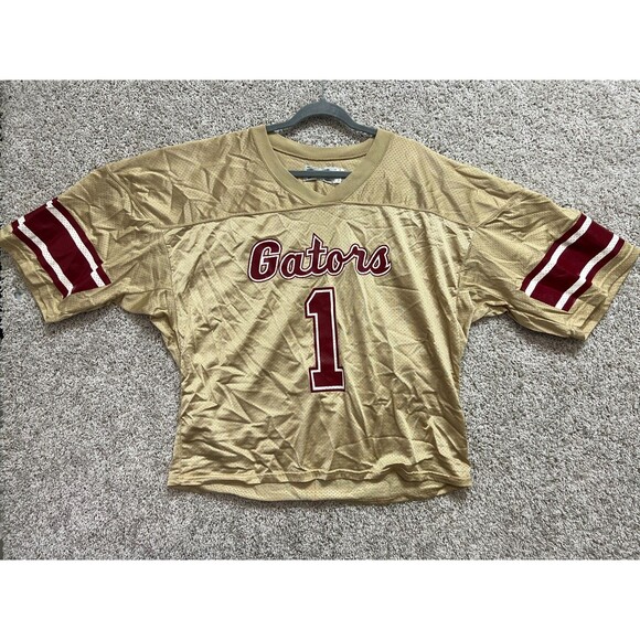Nike Other - Vintage Florida Gators #1 Jersey Powers Brand Cropped Gold Red Football Shirt XL